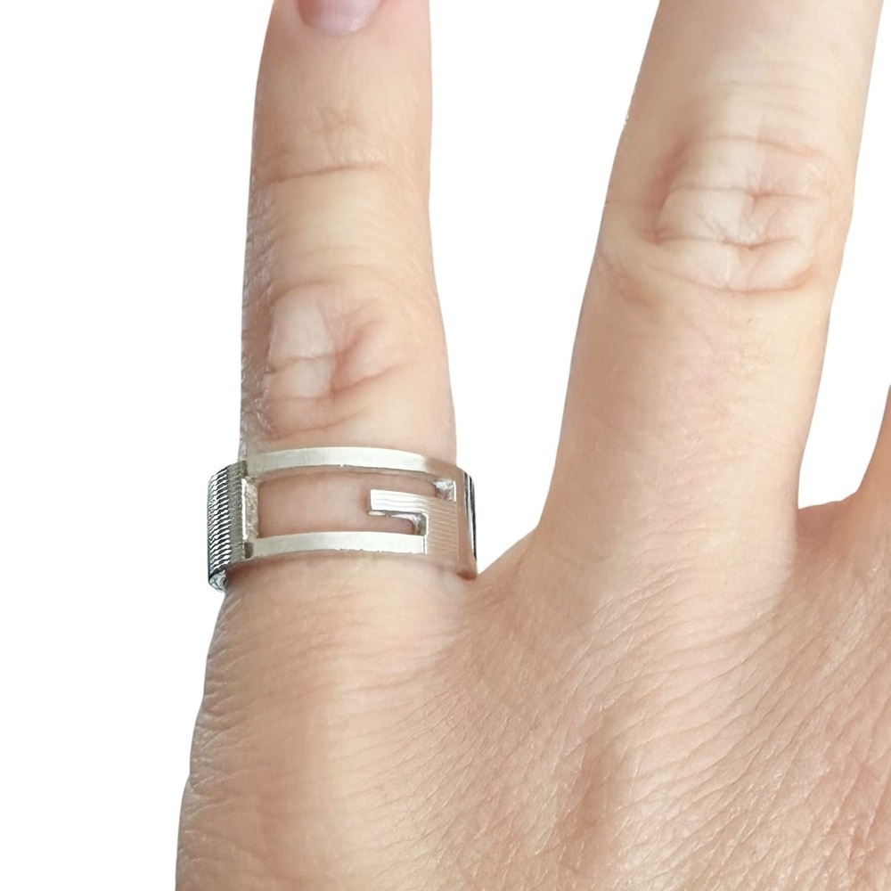 Gucci “G” 925 Silver Engraved Retro Vintage Ring Size 7.5 - Picture 10 of 13